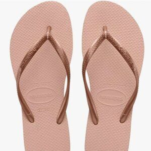 NEW Havaianas Women's Rose Gold Slim Season Flip Flop US 7/8